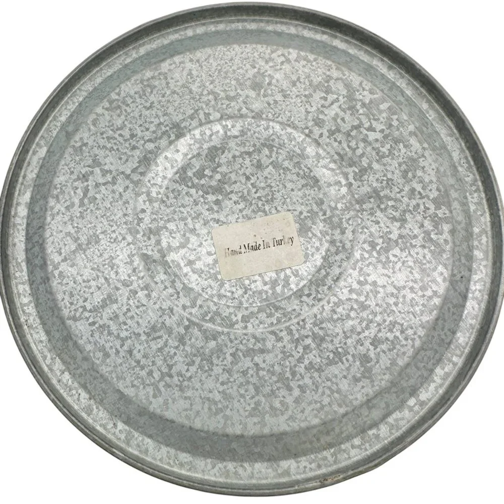 Galvanized Metal Ice Bucket With Lid Wood Accent Handles Handcrafted In Turkey